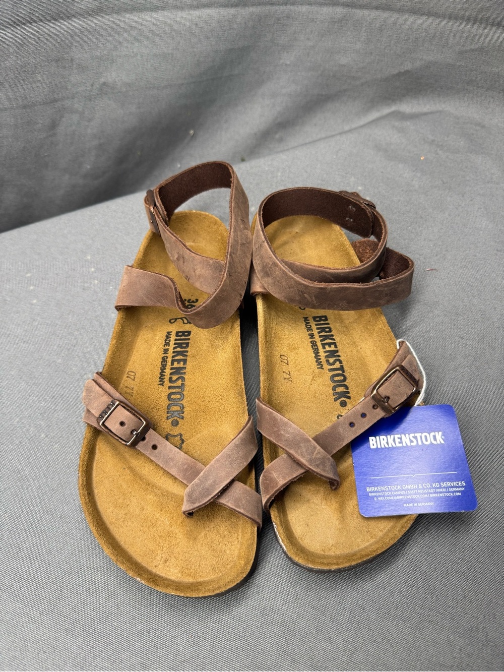Birkenstock Yara Habana RARE Ankle Strap Brown Oiled Leather Sandals BNWB 36
